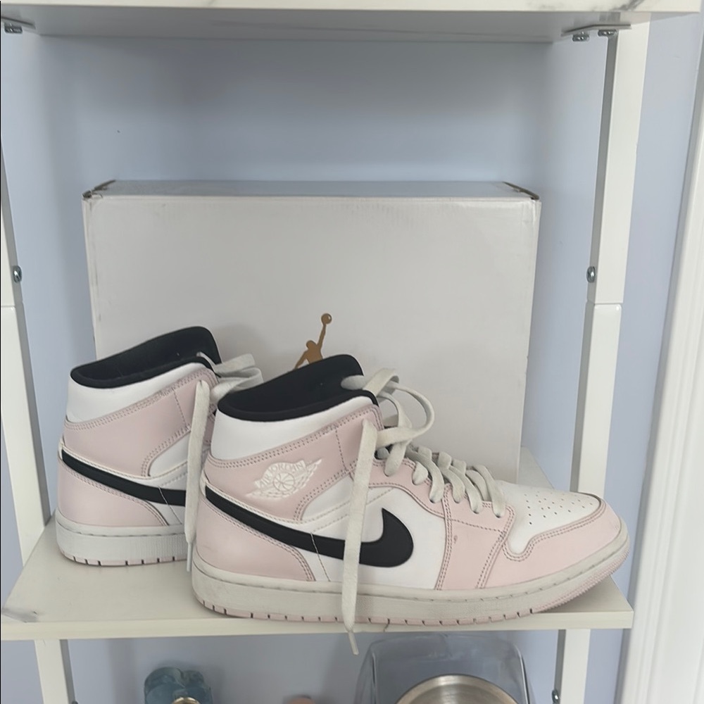 Nike White and Pink High-Top Sneakers